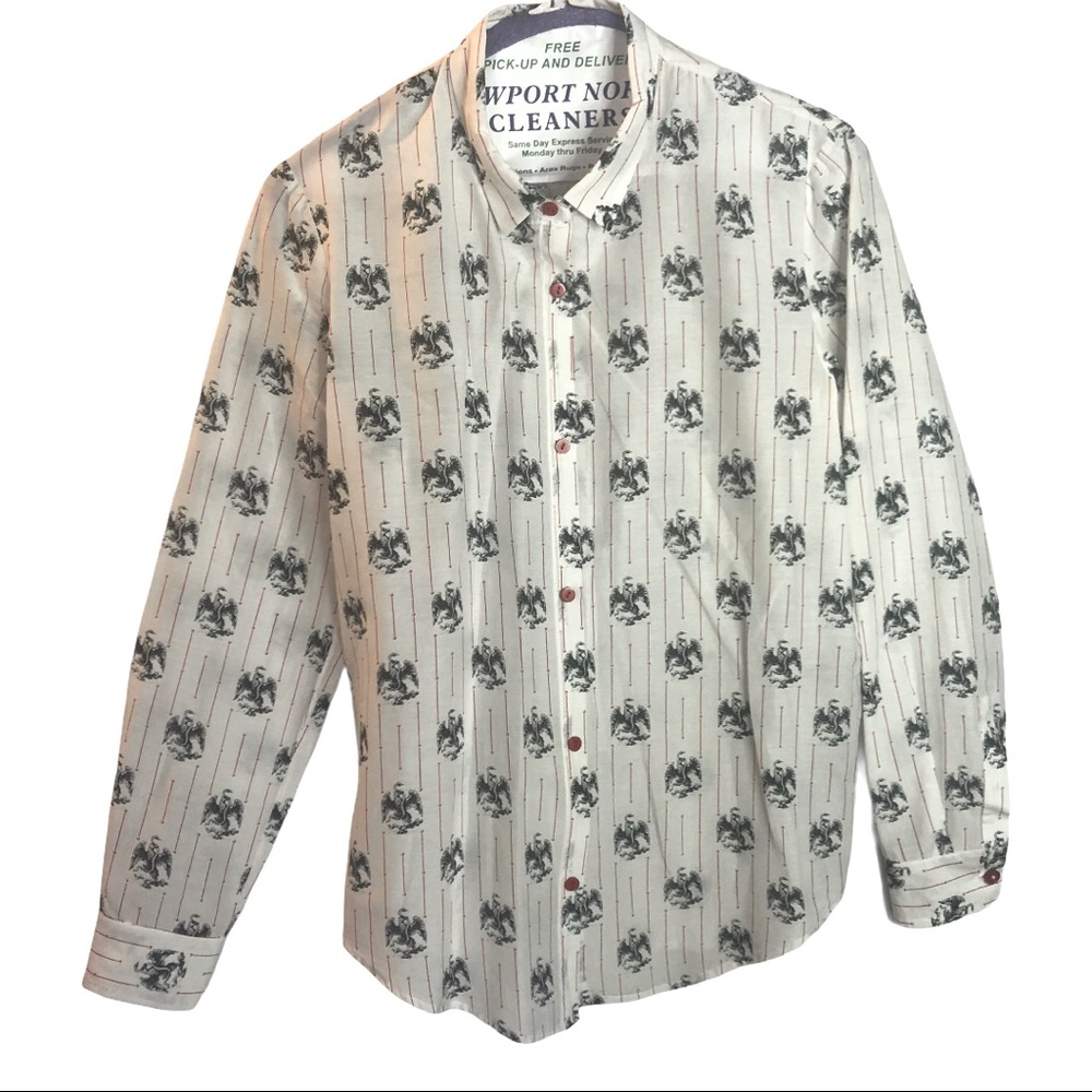 The Kooples White, Red, & Black Print Button Down